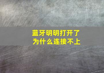 蓝牙明明打开了 为什么连接不上